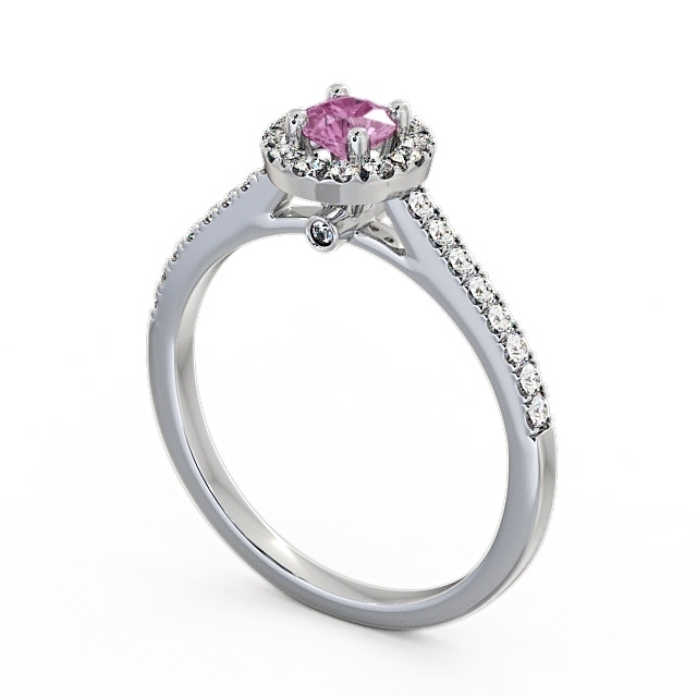 Halo Pink Sapphire and Diamond 0.58ct Ring Platinum - Belvoir ENRD54GEM_WG_PS_SIDE