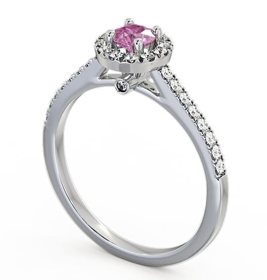 Halo Pink Sapphire and Diamond 0.58ct Ring Platinum - Belvoir ENRD54GEM_WG_PS_THUMB1