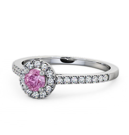 Halo Pink Sapphire and Diamond 0.58ct Ring Platinum - Belvoir ENRD54GEM_WG_PS_THUMB2 