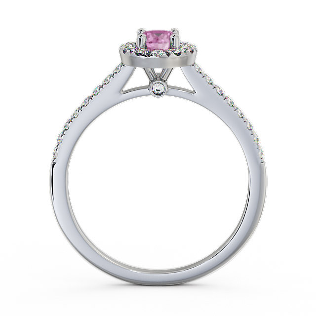 Halo Pink Sapphire and Diamond 0.58ct Ring 18K White Gold - Belvoir ENRD54GEM_WG_PS_UP