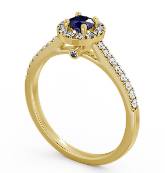 Halo Blue Sapphire and Diamond 0.58ct Ring 18K Yellow Gold ENRD54GEM_YG_BS_THUMB1 