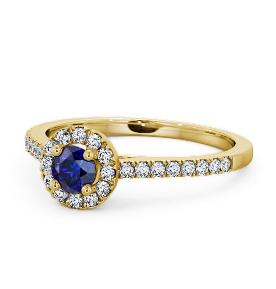  Halo Blue Sapphire and Diamond 0.58ct Ring 9K Yellow Gold - Belvoir ENRD54GEM_YG_BS_THUMB2 
