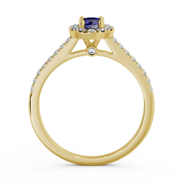 Halo Blue Sapphire and Diamond 0.58ct Ring 9K Yellow Gold - Belvoir ENRD54GEM_YG_BS_UP