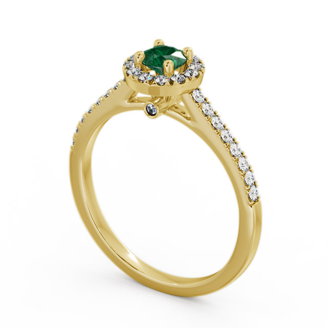 Halo Emerald and Diamond 0.51ct Ring 18K Yellow Gold - Belvoir ENRD54GEM_YG_EM_SIDE