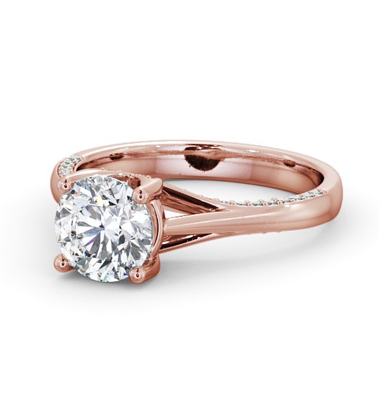 Round Diamond 4 Prong Engagement Ring 18K Rose Gold Solitaire with Channel Set Side Stones ENRD56_RG_THUMB2 