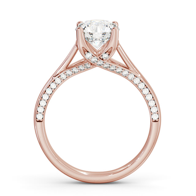 Round Diamond Engagement Ring 9K Rose Gold Solitaire With Side Stones - Hasbury ENRD56_RG_UP