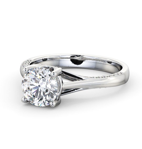 Round Diamond Engagement Ring 18K White Gold Solitaire With Side Stones - Hasbury ENRD56_WG_THUMB2 