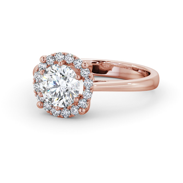 Halo Round Diamond Engagement Ring 18K Rose Gold - Albany ENRD57_RG_FLAT