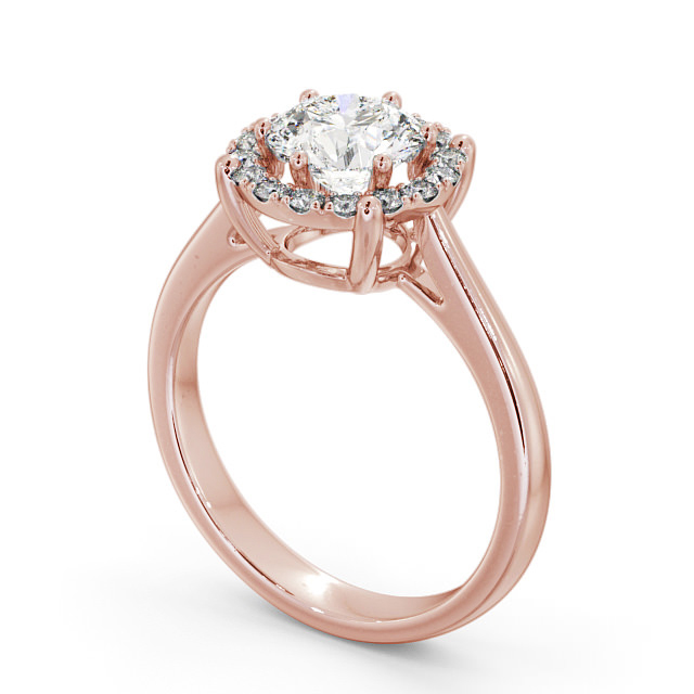 Halo Round Diamond Engagement Ring 18K Rose Gold - Albany ENRD57_RG_SIDE