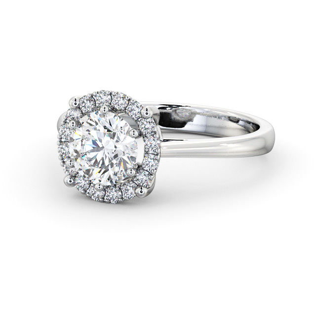 Halo Round Diamond Engagement Ring 18K White Gold - Albany ENRD57_WG_FLAT