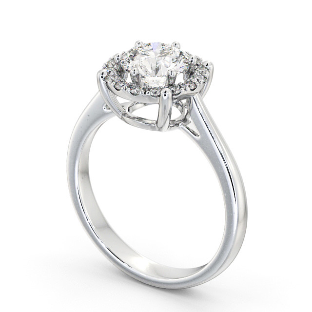 Halo Round Diamond Engagement Ring 18K White Gold - Albany ENRD57_WG_SIDE