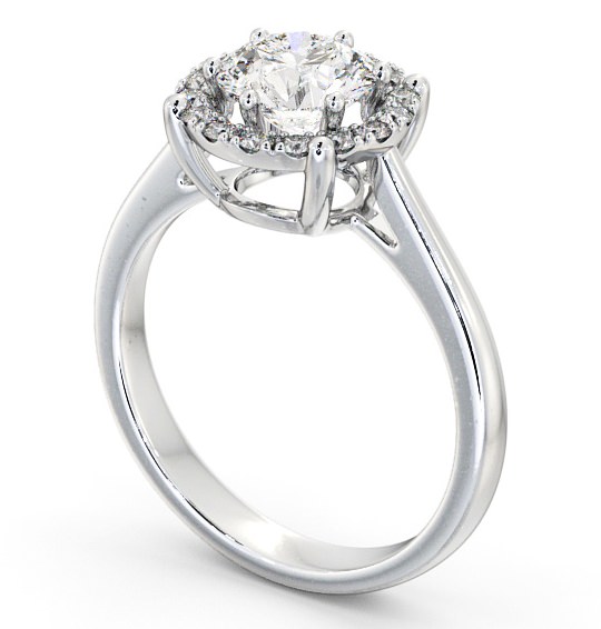 Halo Round Diamond Basket Style Engagement Ring 18K White Gold ENRD57_WG_THUMB1 