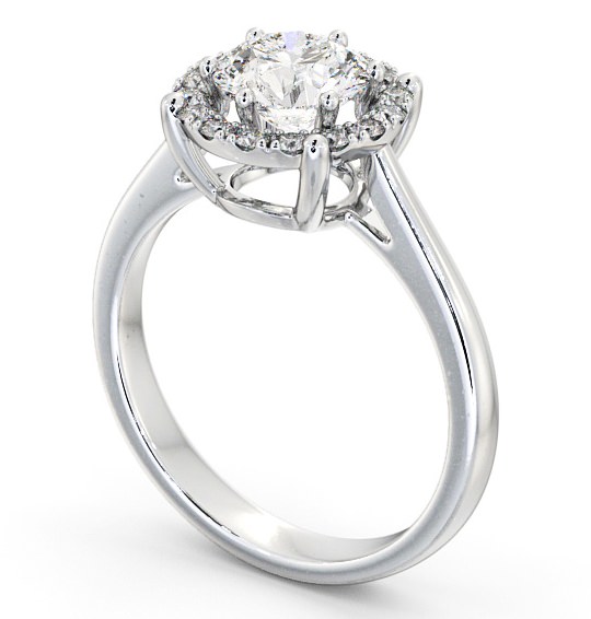 Halo Round Diamond Basket Style Engagement Ring 18K White Gold ENRD57_WG_THUMB1 