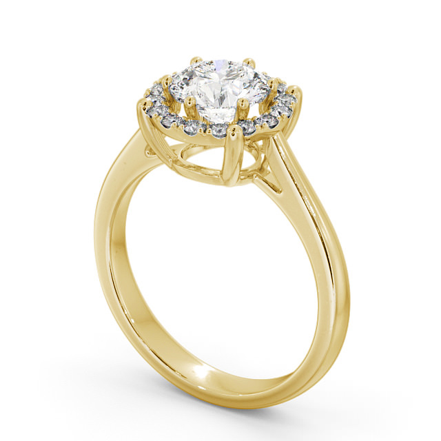 Halo Round Diamond Engagement Ring 18K Yellow Gold - Albany ENRD57_YG_SIDE