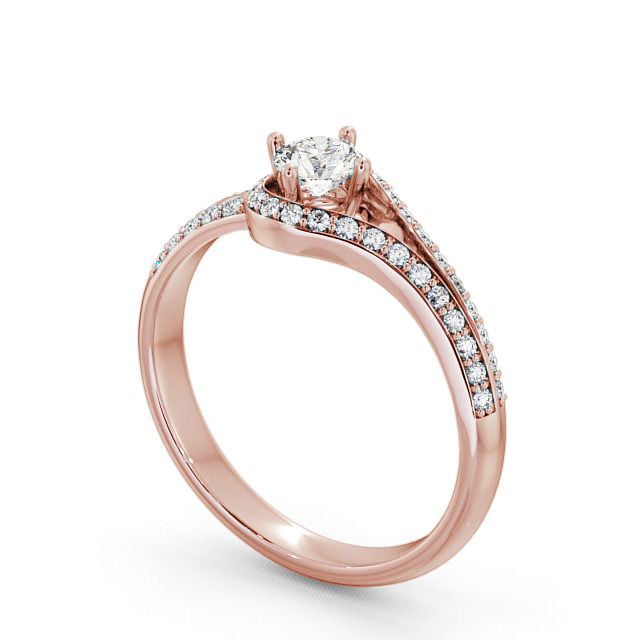 Halo Round Diamond Engagement Ring 9K Rose Gold - Cameley ENRD58_RG_SIDE