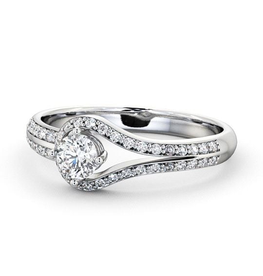  Halo Round Diamond Engagement Ring 18K White Gold - Cameley ENRD58_WG_THUMB2 