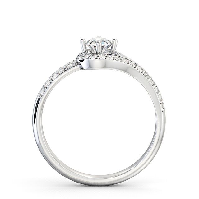 Halo Round Diamond Engagement Ring 18K White Gold - Cameley ENRD58_WG_UP