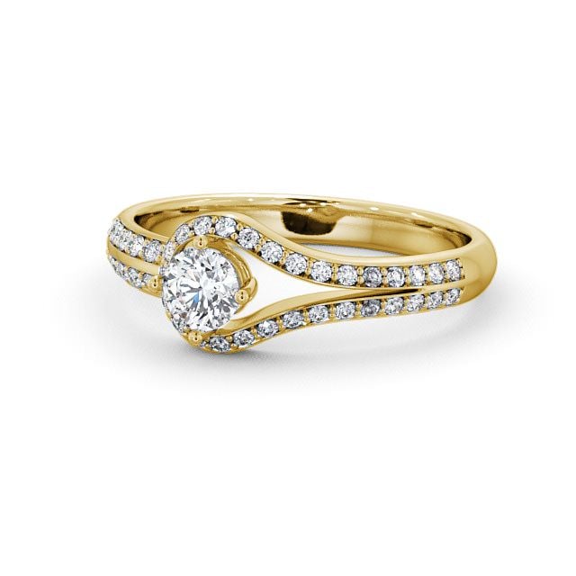 Halo Round Diamond Engagement Ring 18K Yellow Gold - Cameley ENRD58_YG_FLAT