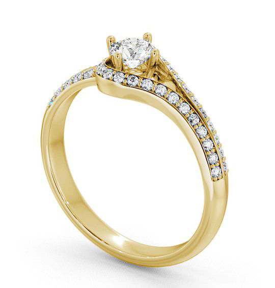 Halo Round Diamond Loop Design Engagement Ring 9K Yellow Gold ENRD58_YG_THUMB1