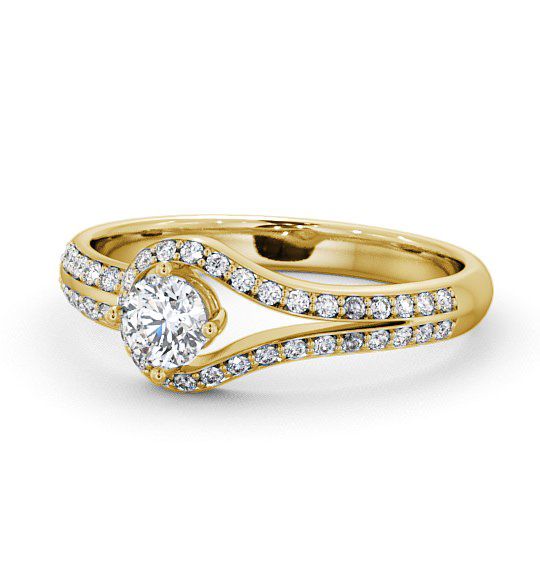  Halo Round Diamond Engagement Ring 18K Yellow Gold - Cameley ENRD58_YG_THUMB2 