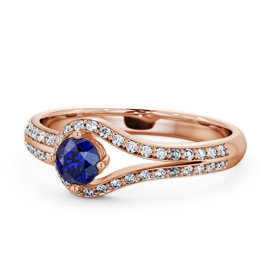  Open Halo Blue Sapphire and Diamond 0.57ct Ring 9K Rose Gold - Cameley ENRD58GEM_RG_BS_THUMB2 