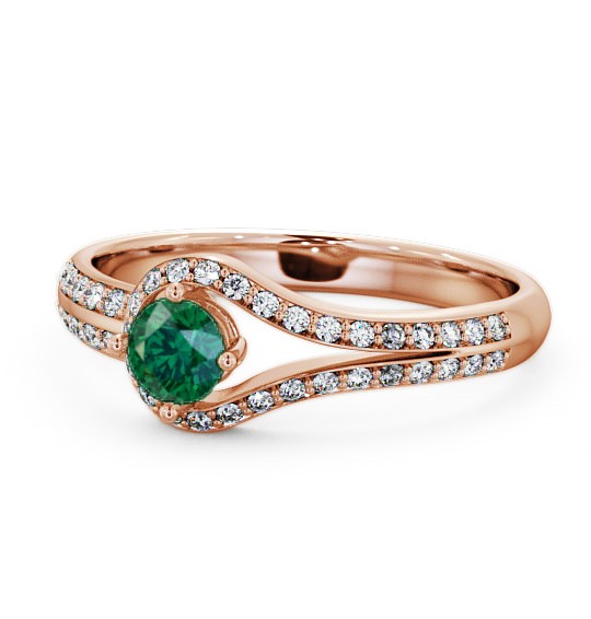  Open Halo Emerald and Diamond 0.50ct Ring 9K Rose Gold - Cameley ENRD58GEM_RG_EM_THUMB2 