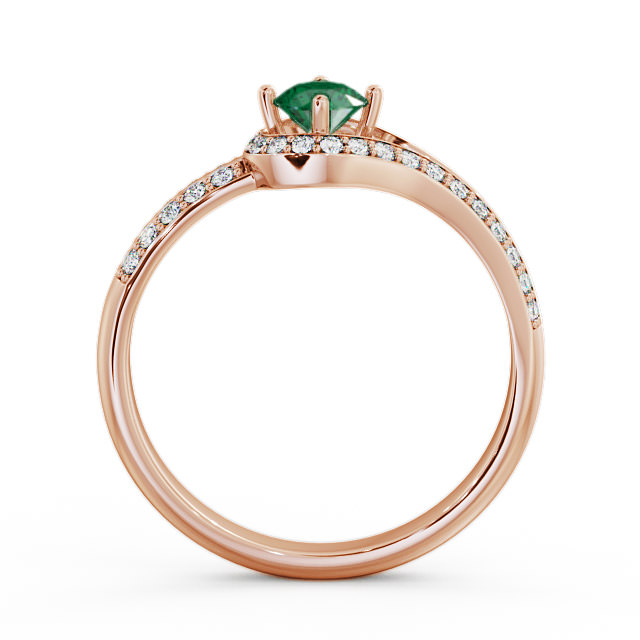 Open Halo Emerald and Diamond 0.50ct Ring 9K Rose Gold - Cameley ENRD58GEM_RG_EM_UP