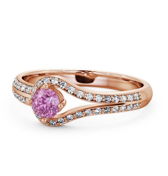  Open Halo Pink Sapphire and Diamond 0.57ct Ring 9K Rose Gold - Cameley ENRD58GEM_RG_PS_THUMB2 