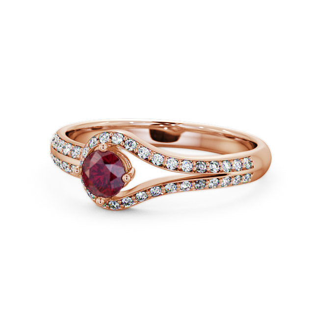 Open Halo Ruby and Diamond 0.57ct Ring 18K Rose Gold - Cameley ENRD58GEM_RG_RU_FLAT