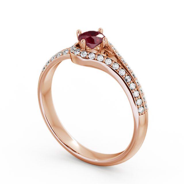 Open Halo Ruby and Diamond 0.57ct Ring 9K Rose Gold - Cameley ENRD58GEM_RG_RU_SIDE