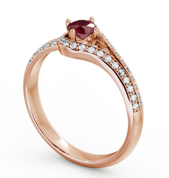 Open Halo Ruby and Diamond 0.57ct Ring 9K Rose Gold - Cameley ENRD58GEM_RG_RU_THUMB1