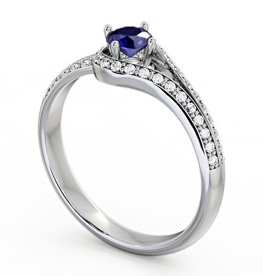 Open Halo Blue Sapphire and Diamond 0.57ct Ring Platinum ENRD58GEM_WG_BS_THUMB1