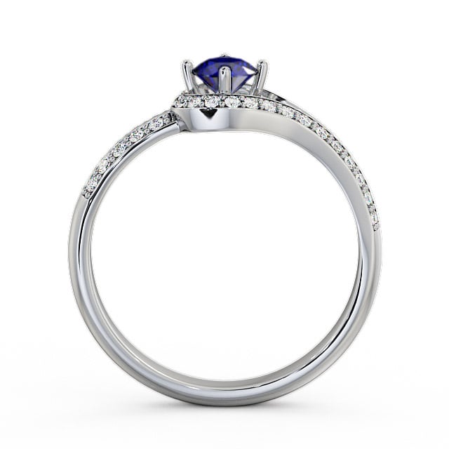 Open Halo Blue Sapphire and Diamond 0.57ct Ring Palladium - Cameley ENRD58GEM_WG_BS_UP
