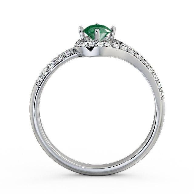 Open Halo Emerald and Diamond 0.50ct Ring Palladium - Cameley ENRD58GEM_WG_EM_UP