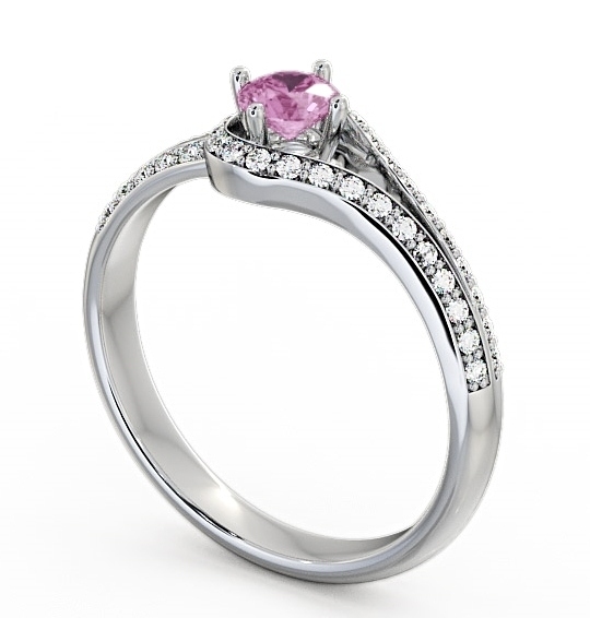 Open Halo Pink Sapphire and Diamond 0.57ct Ring 9K White Gold - Cameley ENRD58GEM_WG_PS_THUMB1