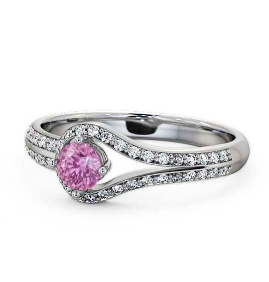  Open Halo Pink Sapphire and Diamond 0.57ct Ring Platinum - Cameley ENRD58GEM_WG_PS_THUMB2 