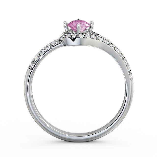 Open Halo Pink Sapphire and Diamond 0.57ct Ring 18K White Gold - Cameley ENRD58GEM_WG_PS_UP