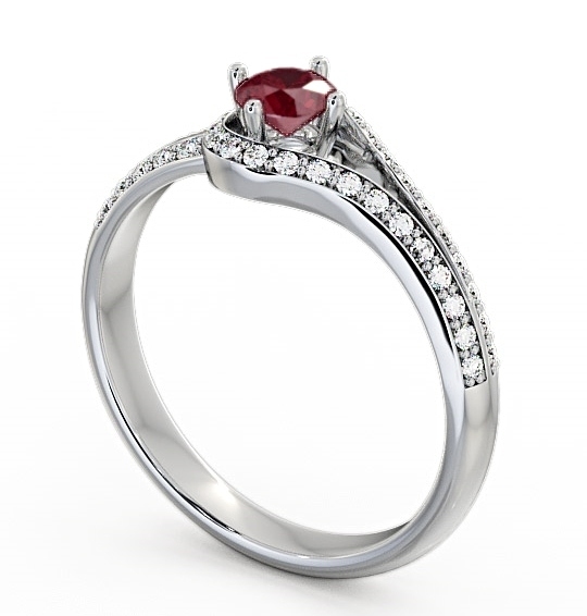 Open Halo Ruby and Diamond 0.57ct Ring 9K White Gold - Cameley ENRD58GEM_WG_RU_THUMB1