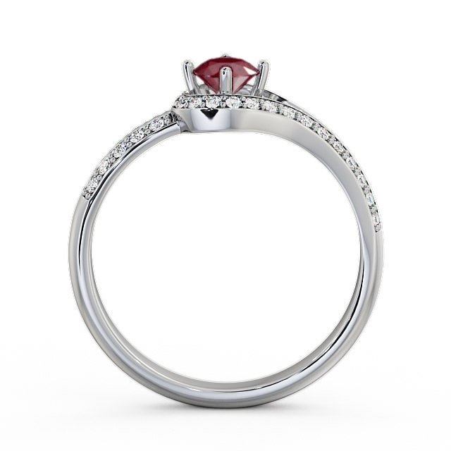 Open Halo Ruby and Diamond 0.57ct Ring 18K White Gold - Cameley ENRD58GEM_WG_RU_UP
