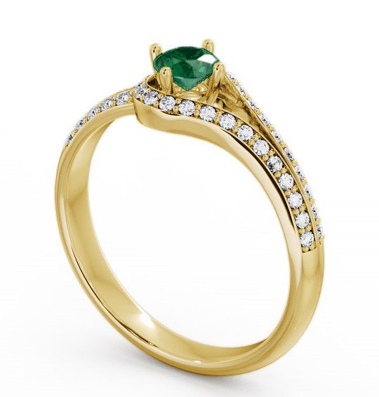 Open Halo Emerald and Diamond 0.50ct Ring 9K Yellow Gold - Cameley ENRD58GEM_YG_EM_THUMB1