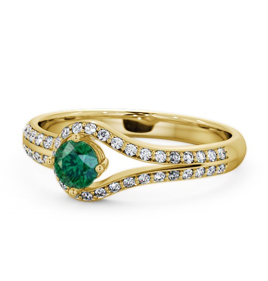  Open Halo Emerald and Diamond 0.50ct Ring 9K Yellow Gold - Cameley ENRD58GEM_YG_EM_THUMB2 