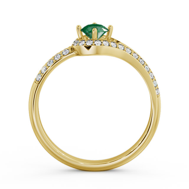 Open Halo Emerald and Diamond 0.50ct Ring 18K Yellow Gold - Cameley ENRD58GEM_YG_EM_UP