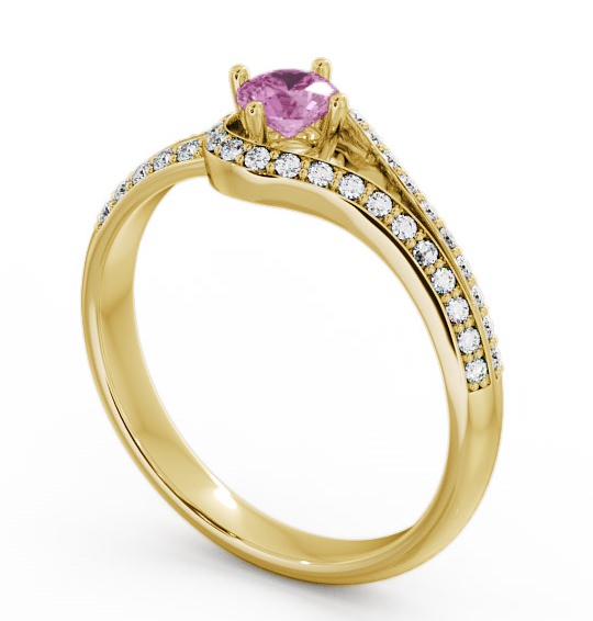 Open Halo Pink Sapphire and Diamond 0.57ct Ring 18K Yellow Gold - Cameley ENRD58GEM_YG_PS_THUMB1 