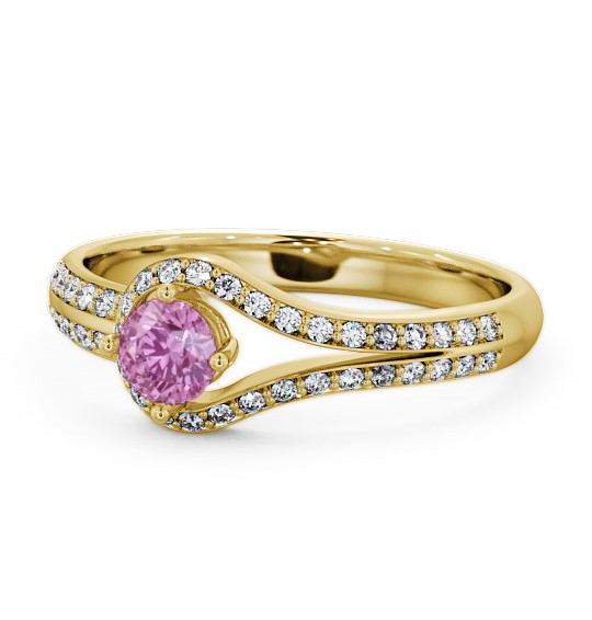  Open Halo Pink Sapphire and Diamond 0.57ct Ring 9K Yellow Gold - Cameley ENRD58GEM_YG_PS_THUMB2 