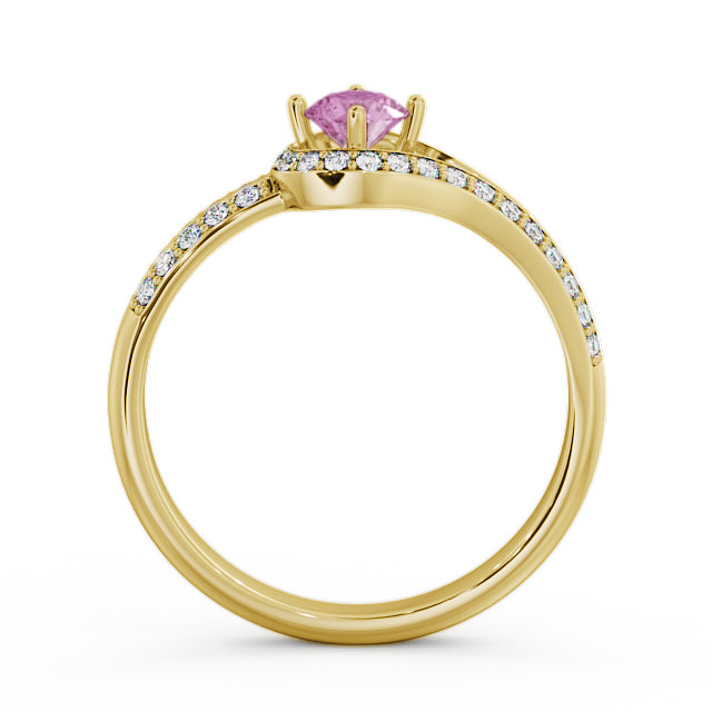 Open Halo Pink Sapphire and Diamond 0.57ct Ring 9K Yellow Gold - Cameley ENRD58GEM_YG_PS_UP