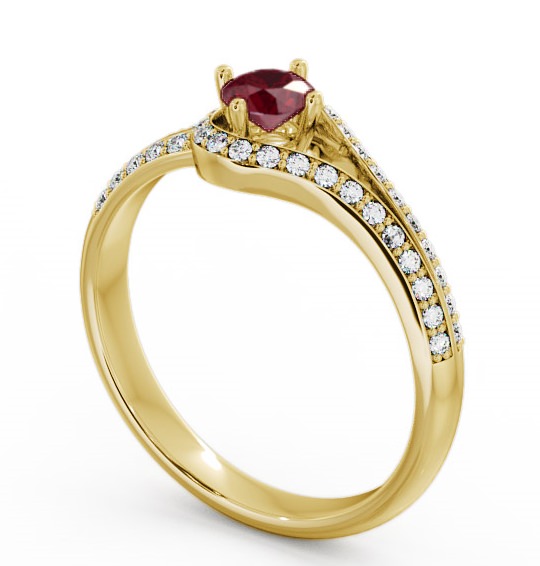 Open Halo Ruby and Diamond 0.57ct Ring 18K Yellow Gold - Cameley ENRD58GEM_YG_RU_THUMB1