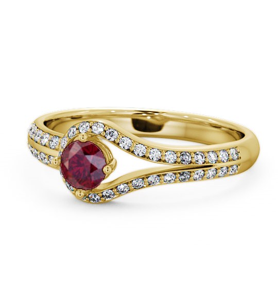  Open Halo Ruby and Diamond 0.57ct Ring 18K Yellow Gold - Cameley ENRD58GEM_YG_RU_THUMB2 