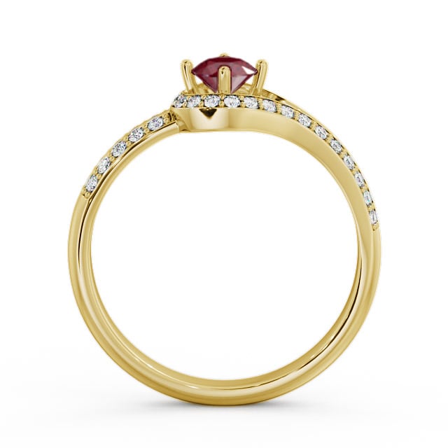 Open Halo Ruby and Diamond 0.57ct Ring 18K Yellow Gold - Cameley ENRD58GEM_YG_RU_UP