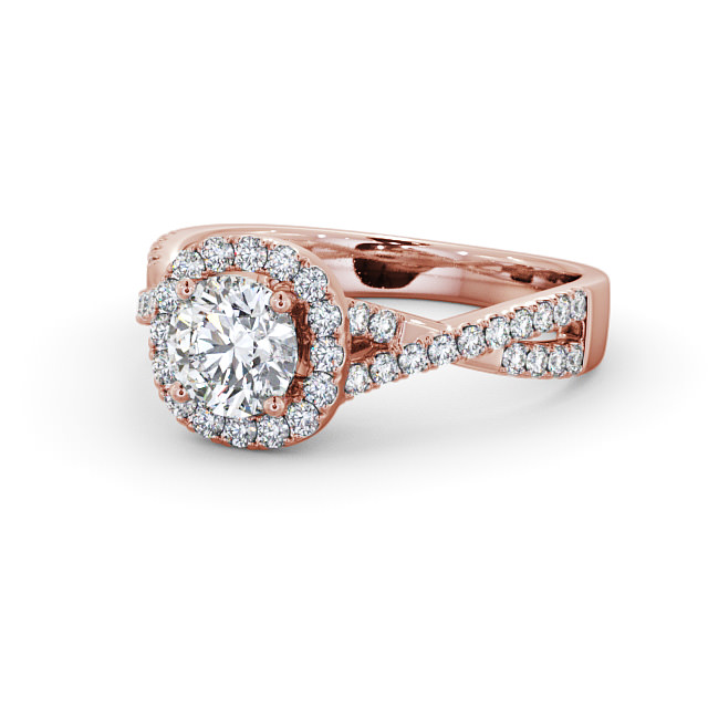 Halo Round Diamond Engagement Ring 18K Rose Gold - Balavil ENRD59_RG_FLAT