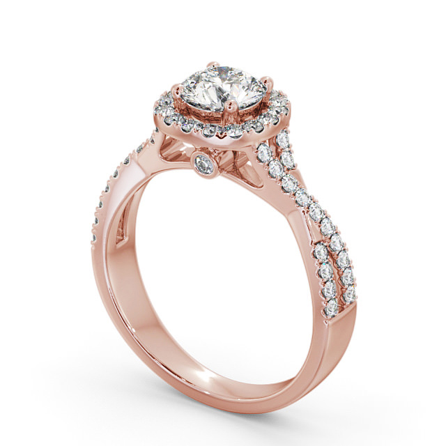 Halo Round Diamond Engagement Ring 18K Rose Gold - Balavil ENRD59_RG_SIDE